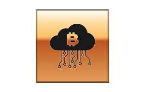 Cloud with a bitcoin symbol in the center.