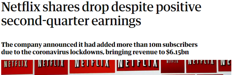 Netflix shares drop article.