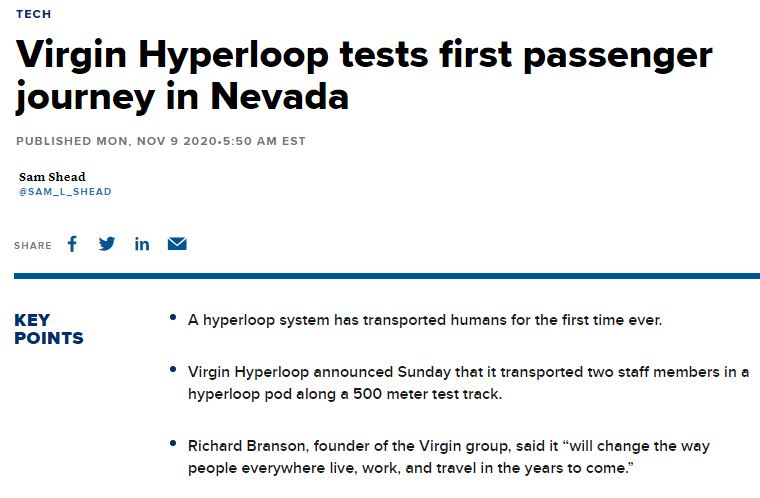 Virgin hyperloop article