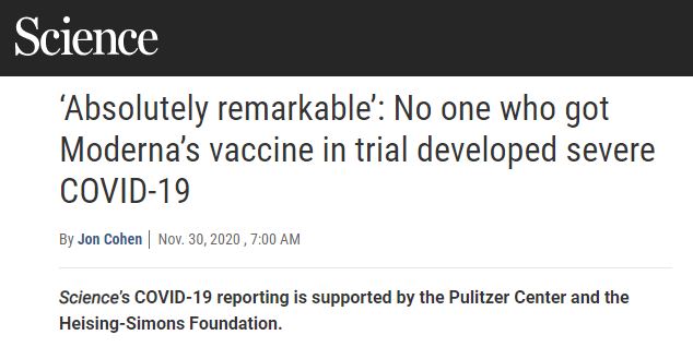 Absolutely remarkable’: No one who got Moderna’s vaccine in trial developed severe COVID-19