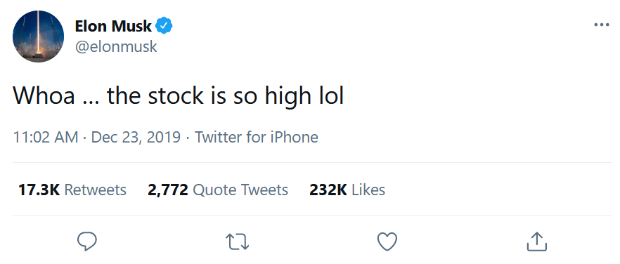 Stock is high tweet