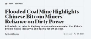 Flooded Coal Mine Highlights Chinese Bitcoin Miners’ Reliance on Dirty Power
