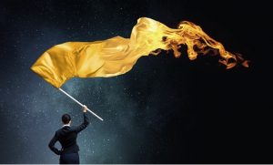 holding a yellow flag